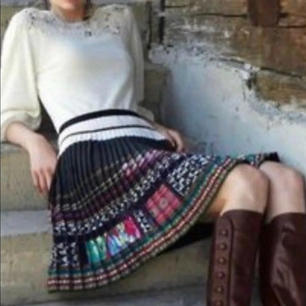 Anthropologie Corey Lynn Calter Nordic pleat skirt XS Boho Scand Multi